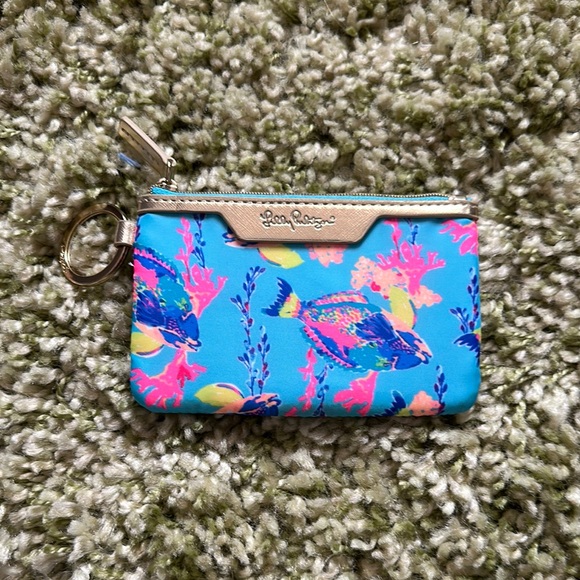 Lilly Pulitzer Blue Floral Wristlet - Picture 1 of 2
